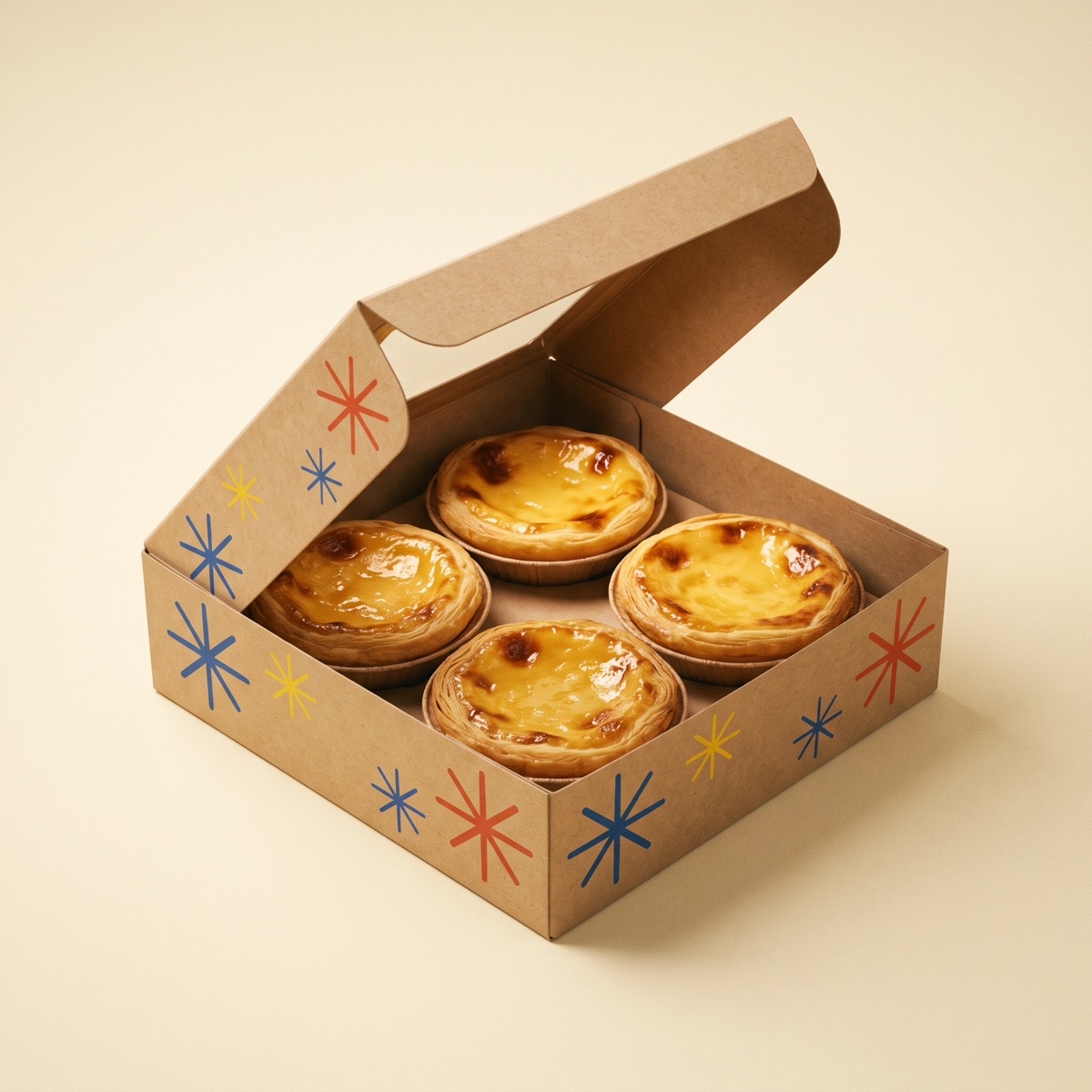 Square Egg-Tart Boxes — custom printed by Wonderful Choice